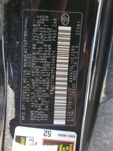 4T1G11AK3PU146974 - 2023 TOYOTA CAMRY SE NIGHT SHADE BLACK photo 12