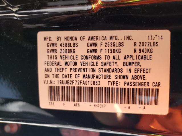 19UUB2F72FA010853 - 2015 ACURA TLX ADVANCE შავი ფოტო 13