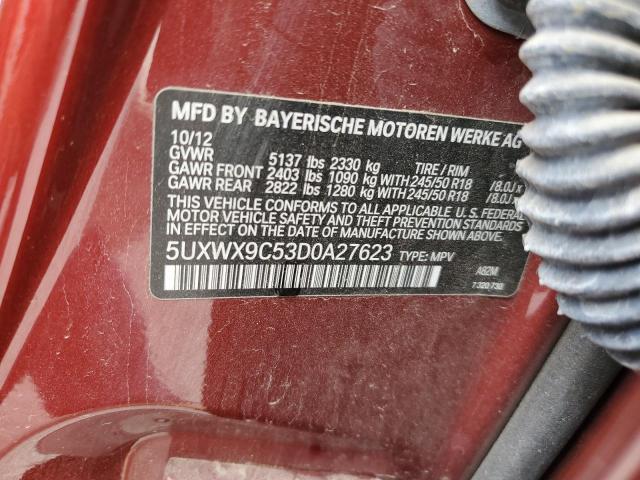 5UXWX9C53D0A27623 - 2021 BMW X3 XDRIVE28I RED photo 13