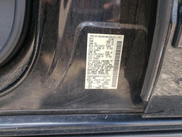 5N1AR18UX6C648391 - 2006 NISSAN PATHFINDER LE BLACK photo 10