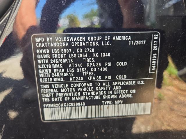 1V2MR2CAXJC539943 - 2018 VOLKSWAGEN ATLAS SEL Qara foto 10
