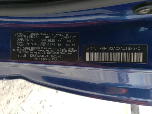 KMHCM3AC2AU162570 - 2010 HYUNDAI ACCENT BLUE BLUE photo 13