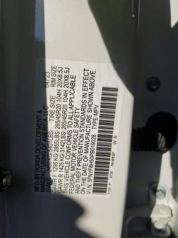 5FNYF8H50PB019028 - 2023 HONDA PASSPORT EXL WHITE photo 12