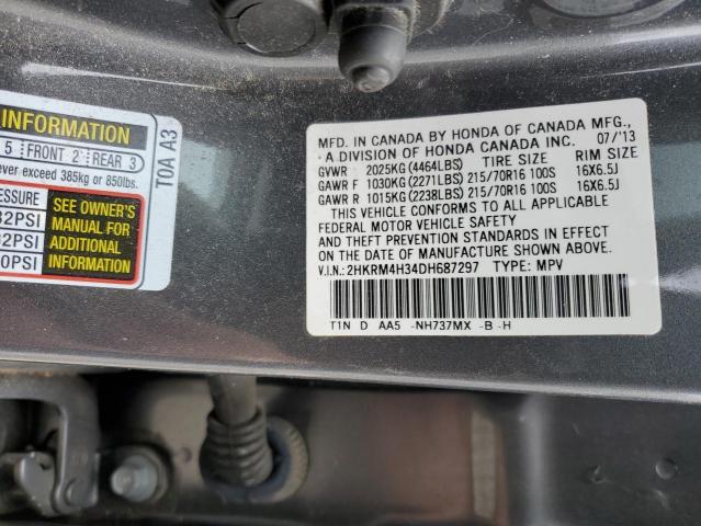 2HKRM4H34DH687297 - 2013 HONDA CR-V LX GRAY photo 13