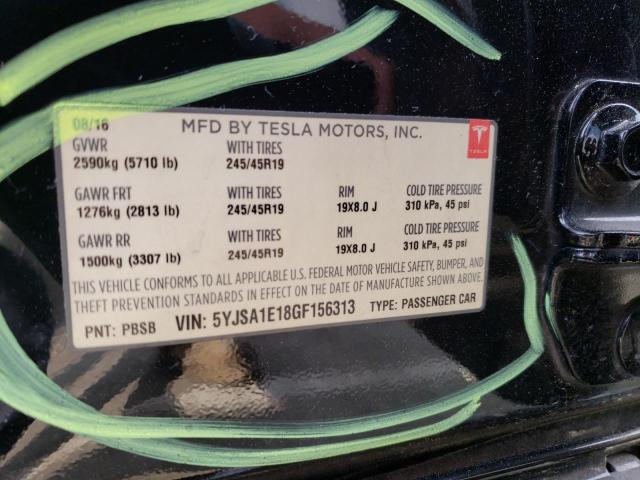 5YJSA1E18GF156313 - 2016 TESLA MODEL S Սև լուսանկար 13