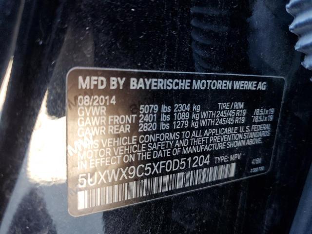 5UXWX9C5XF0D51204 - 2015 BMW X3 XDRIVE28I BLACK photo 14