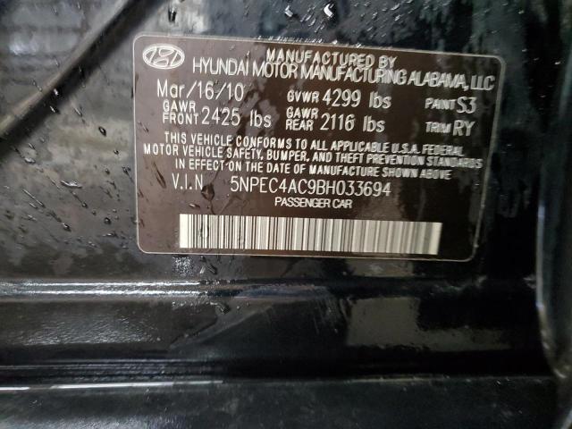 5NPEC4AC9BH033694 - 2011 HYUNDAI SONATA SE BLACK photo 12