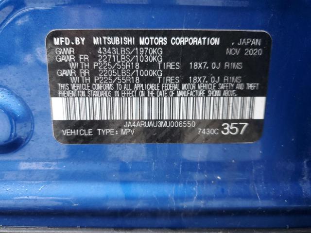 JA4ARUAU3MU006550 - 2021 MITSUBISHI OUTLANDER ES BLUE photo 13