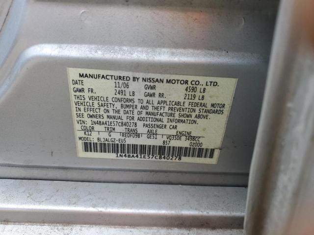 1N4BA41E57C840278 - 2007 NISSAN MAXIMA SE SILVER photo 12