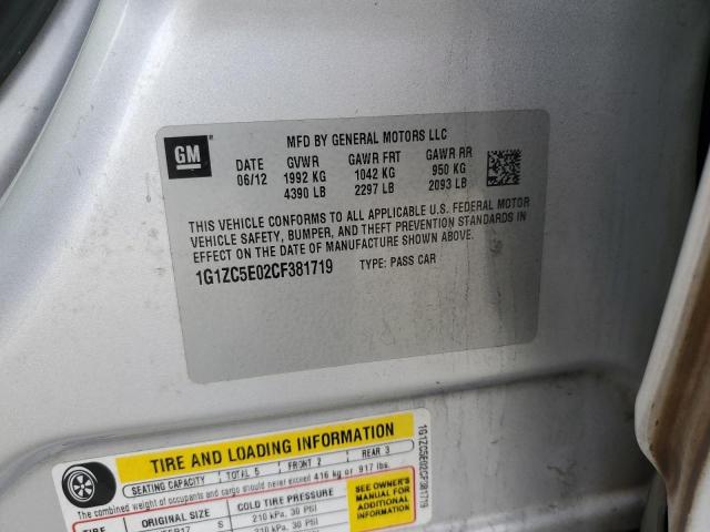 1G1ZC5E02CF381719 - 2012 CHEVROLET MALIBU 1LT SILVER photo 12