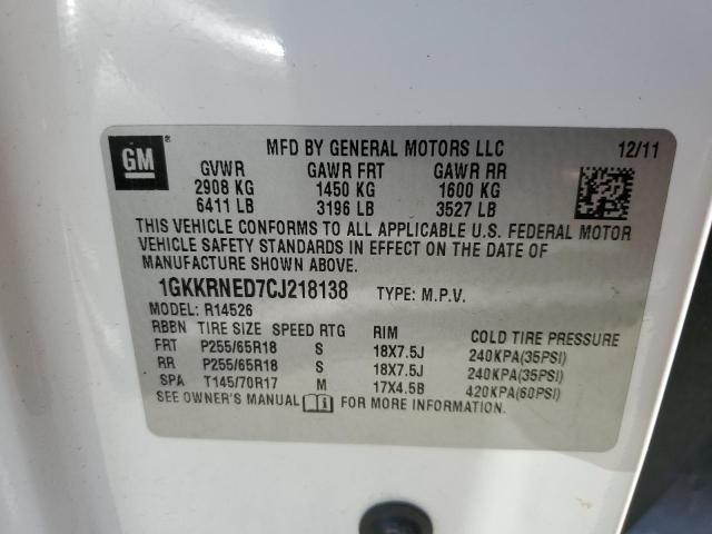 1GKKRNED7CJ218138 - 2012 GMC ACADIA SLE WHITE photo 13