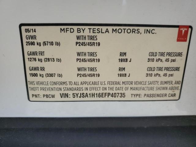 5YJSA1H16EFP40735 - 2014 TESLA MODEL S 白色 照片 13