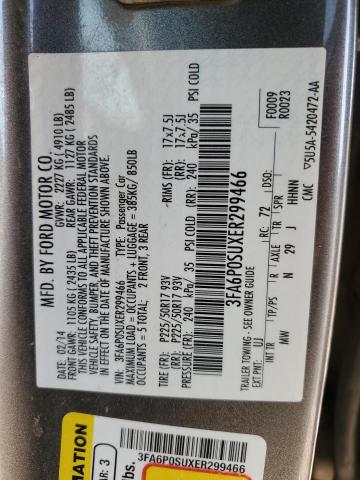 3FA6P0SUXER299466 - 2014 FORD FUSION TITANIUM PHEV GRAY photo 12