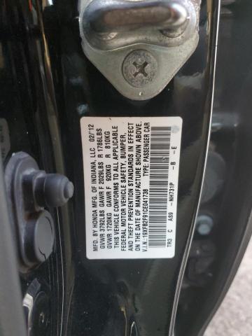 19XFB2F91CE041738 - 2012 HONDA CIVIC EXL შავი ფოტო 13