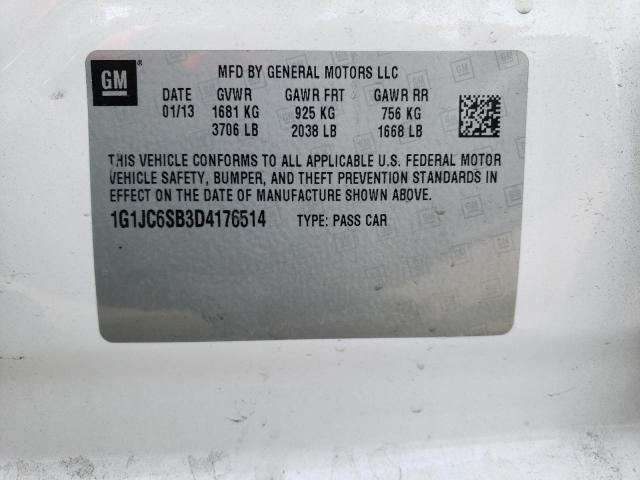 1G1JC6SB3D4176514 - 2013 CHEVROLET SONIC LT WHITE photo 12