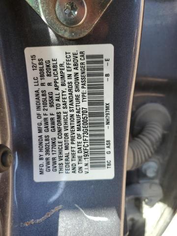 19XFC1F73GE005707 - 2016 HONDA CIVIC EXL GRAY photo 12