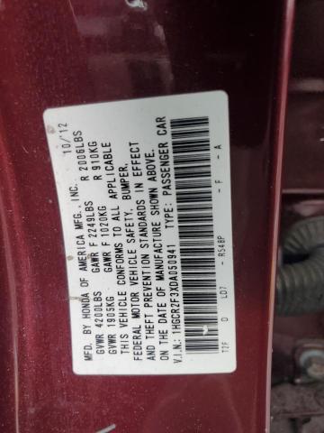 1HGCR2F3XDA050941 - 2013 HONDA ACCORD LX RED photo 12