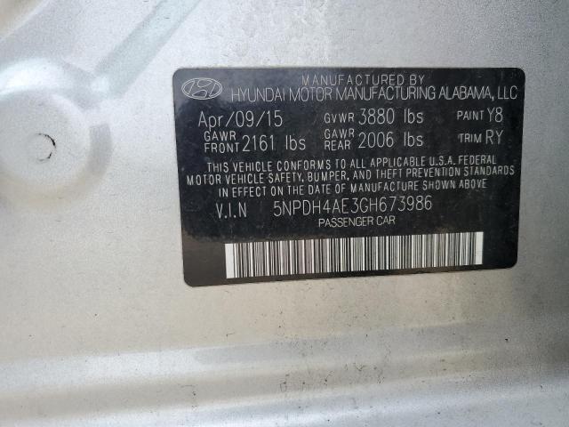 5NPDH4AE3GH673986 - 2016 HYUNDAI ELANTRA SE SILVER photo 12