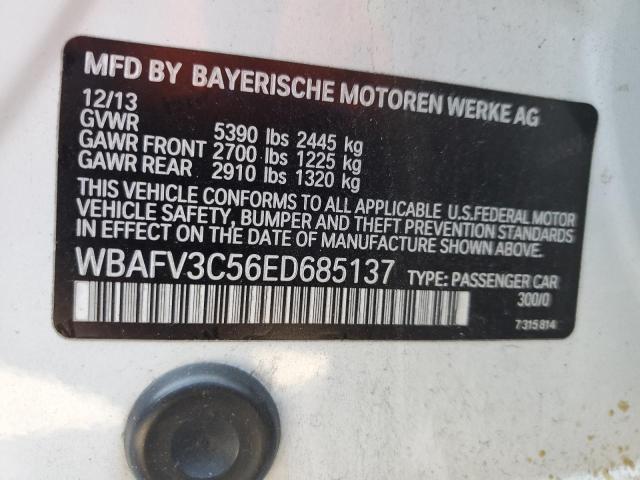 WBAFV3C56ED685137 - 2014 BMW 535 D XDRIVE WHITE photo 12