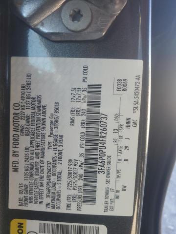 3FA6P0PU4FR260737 - 2015 FORD FUSION SE PHEV GRAY photo 12