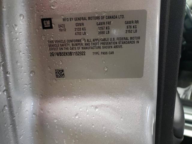 2G1WB5EK9B1152922 - 2011 CHEVROLET IMPALA LT SILVER photo 12