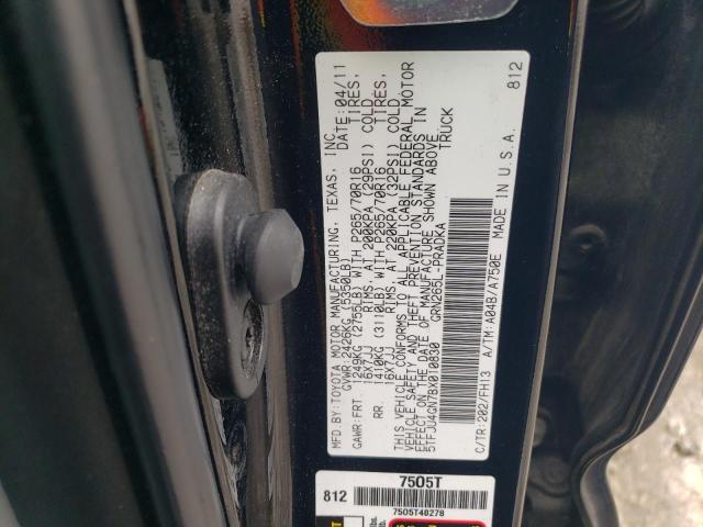 5TFJU4GN7BX010830 - 2011 TOYOTA TACOMA DOUBLE CAB PRERUNNER BLACK photo 12