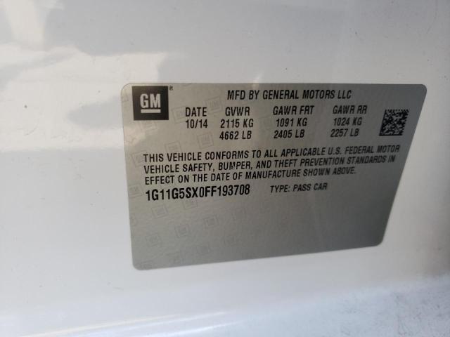 1G11G5SX0FF193708 - 2015 CHEVROLET MALIBU LTZ أبيض صورة 12