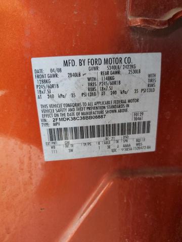 2FMDK38C38BB08887 - 2008 FORD EDGE SEL ORANGE photo 13