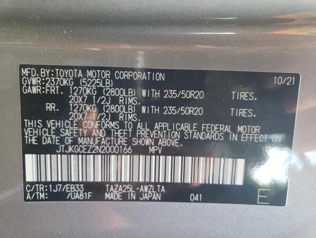 JTJKGCEZ2N2000166 - 2022 LEXUS NX 350 GRAY photo 13