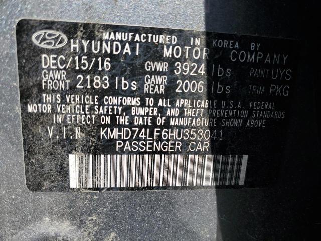 KMHD74LF6HU353041 - 2017 HYUNDAI ELANTRA SE GRAY photo 12