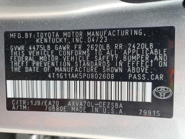 4T1G11AK5PU802608 - 2023 TOYOTA CAMRY SE NIGHT SHADE SILVER photo 13