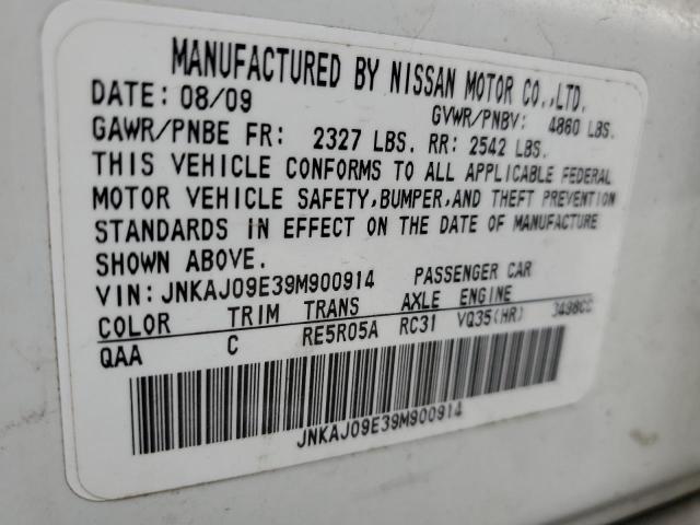 JNKAJ09E39M900914 - 2009 INFINITI EX35 BASE Սպիտակ լուսանկար 13