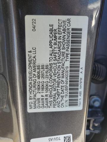 19UUB5F44NA003019 - 2022 ACURA TLX TECHNOLOGY 灰色 照片 12