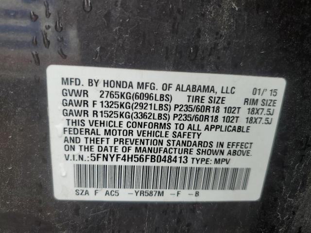 5FNYF4H56FB048413 - 2015 HONDA PILOT EXL CHARCOAL photo 14