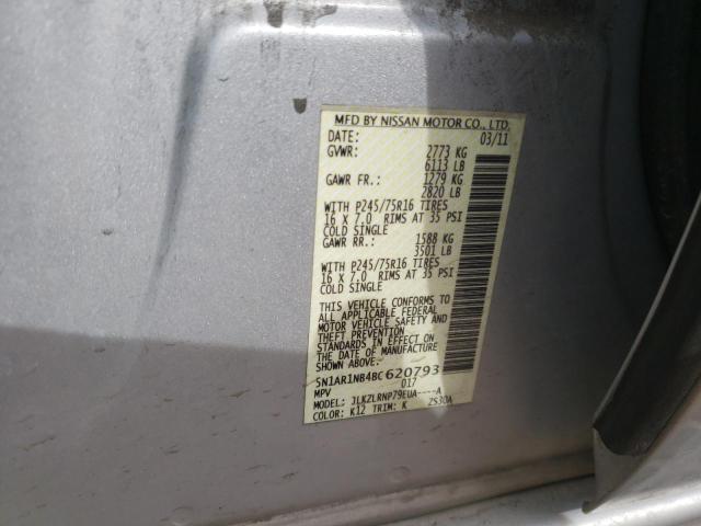 5N1AR1NB4BC620793 - 2011 NISSAN PATHFINDER S SILVER photo 13