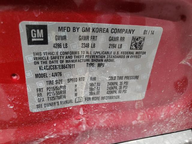 KL4CJCSB7EB647611 - 2014 BUICK ENCORE RED photo 13