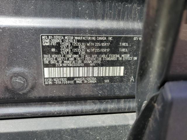 2T3K1RFV0KC020049 - 2019 TOYOTA RAV4 LE 灰色 照片 13