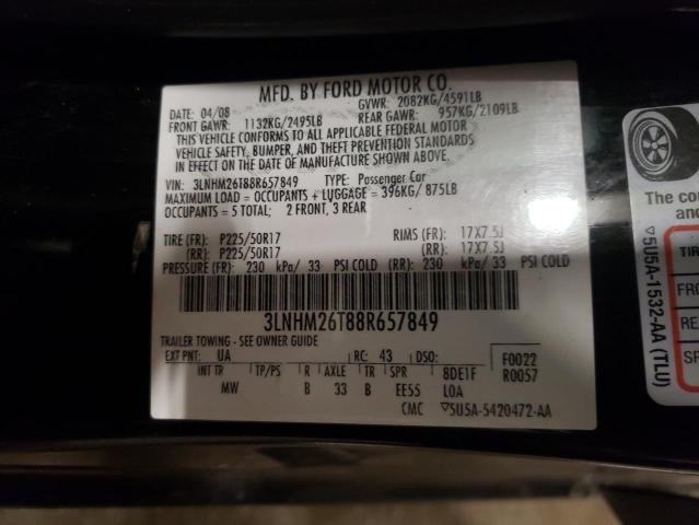 3LNHM26T88R657849 - 2008 LINCOLN MKZ BLACK photo 12