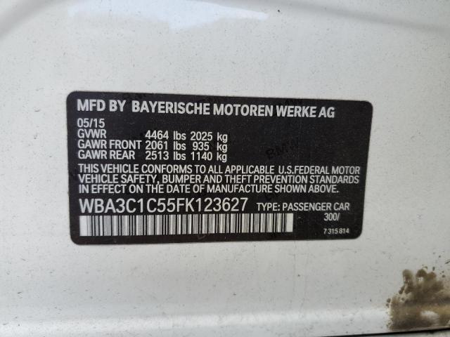 WBA3C1C55FK123627 - 2015 BMW 328 I SULEV WHITE photo 12