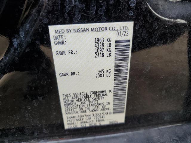 1N4BL4DV7NN330599 - 2022 NISSAN ALTIMA SV BLACK photo 12