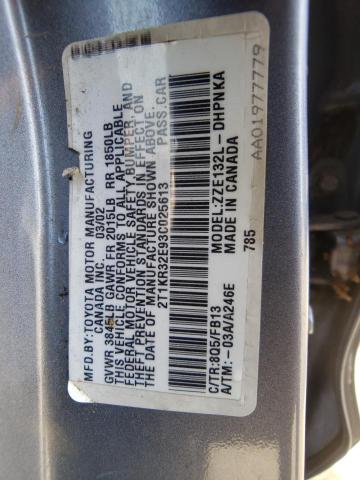 2T1KR32E93C025613 - 2003 TOYOTA COROLLA MA XR TEAL photo 12