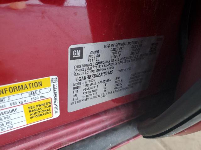 5GAKRBKD5EJ138145 - 2014 BUICK ENCLAVE RED photo 13
