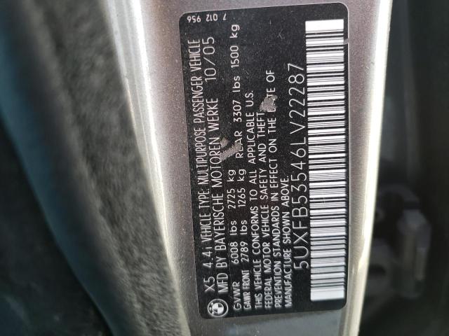 5UXFB53546LV22287 - 2006 BMW X5 4.4I GRAY photo 13