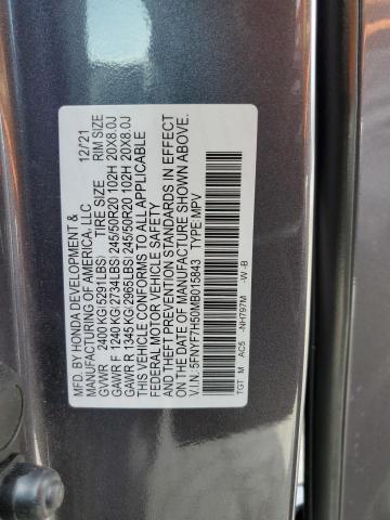 5FNYF7H50MB015843 - 2021 HONDA PASSPORT EXL ნაცრისფერი ფოტო 13