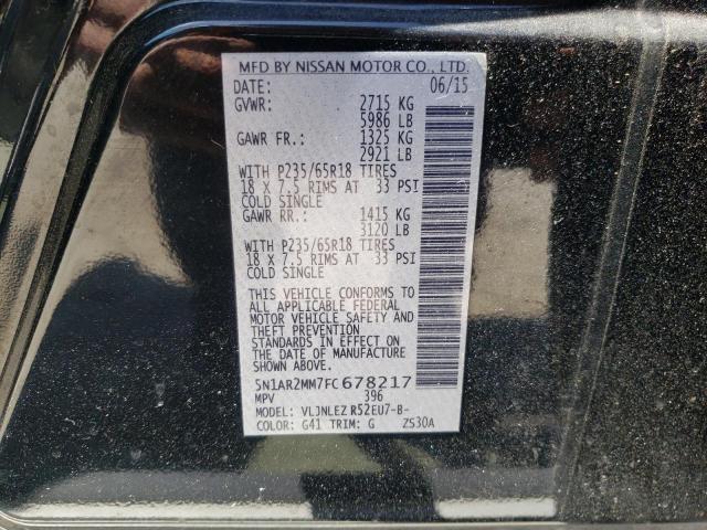 5N1AR2MM7FC678217 - 2015 NISSAN PATHFINDER S BLACK photo 13