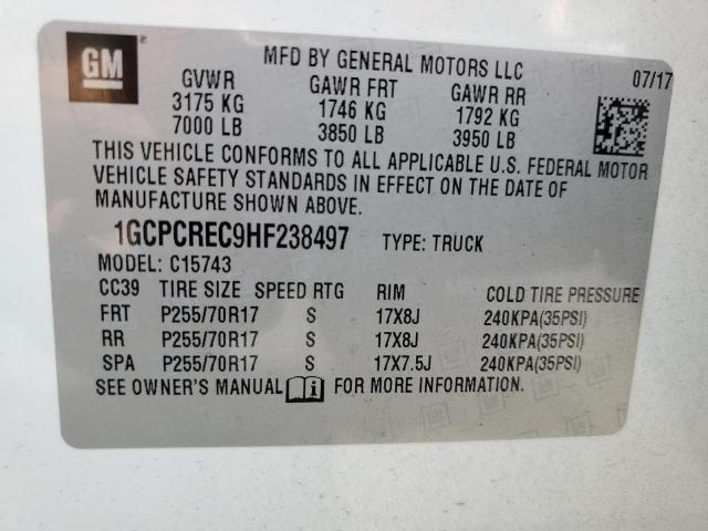 1GCPCREC9HF238497 - 2017 CHEVROLET SILVERADO C1500 LT WHITE photo 12