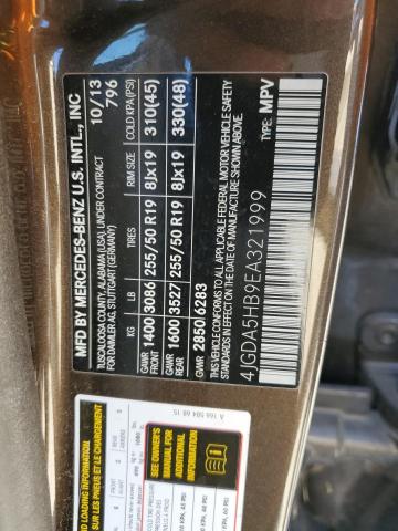 4JGDA5HB9EA321999 - 2014 MERCEDES-BENZ ML 350 4MATIC BROWN photo 13