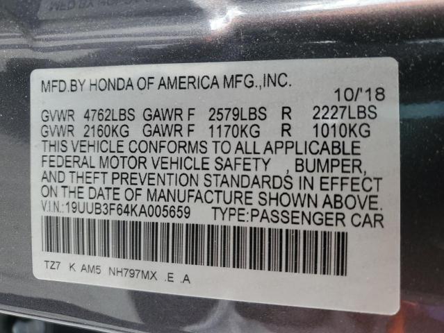 19UUB3F64KA005659 - 2019 ACURA TLX TECHNOLOGY GRAY photo 13