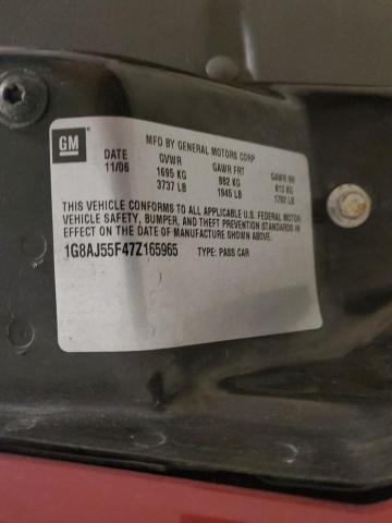 1G8AJ55F47Z165965 - 2007 SATURN ION LEVEL 2 BURGUNDY photo 12