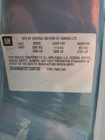 2G4WE587271238162 - 2007 BUICK LACROSSE CXS BLUE photo 12